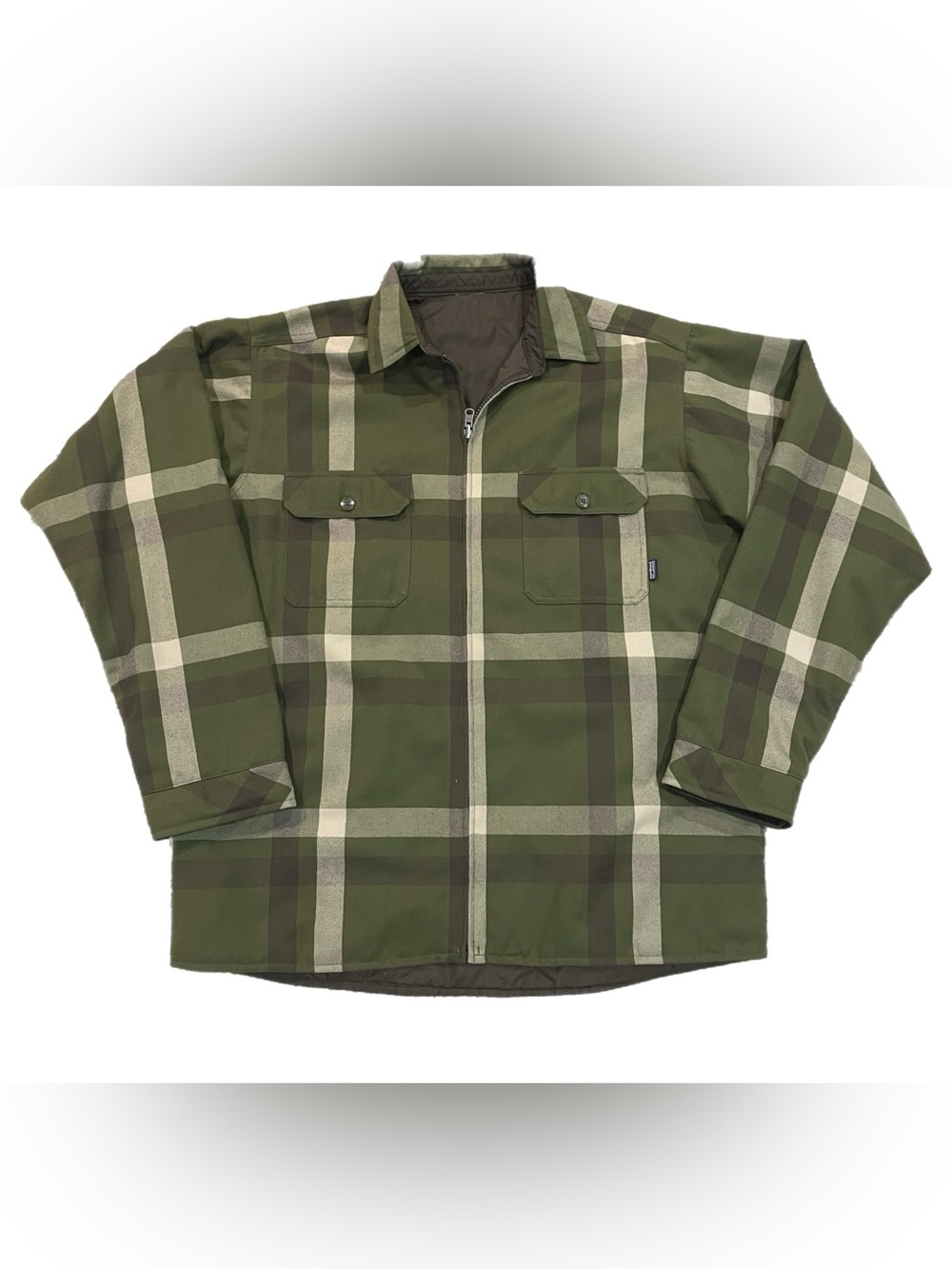 VTG Patagonia Insulated Fjord Flannel Shirt Jacket Men’s Green Plaid Full Zip XL